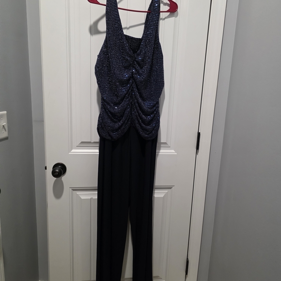 R&M Richards Sparkling Navy Jumpsuit - Picture 2 of 3